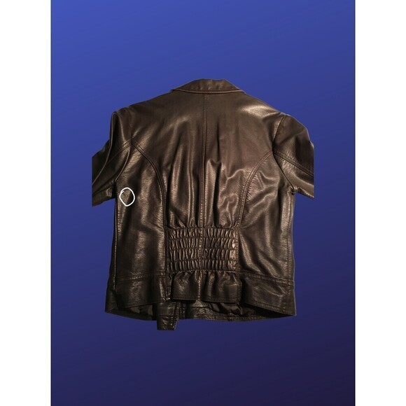 SAY WHAT? Faux Leather Cropped Moto Biker Jacket, BROWN, Women’s L, VGUC - Picture 10 of 12